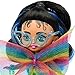 Barbie Extra Mini Minis with Blue-Streaked Black Ponytail Wearing Rainbow Dress & Accessories & Stand, 3.25-inch