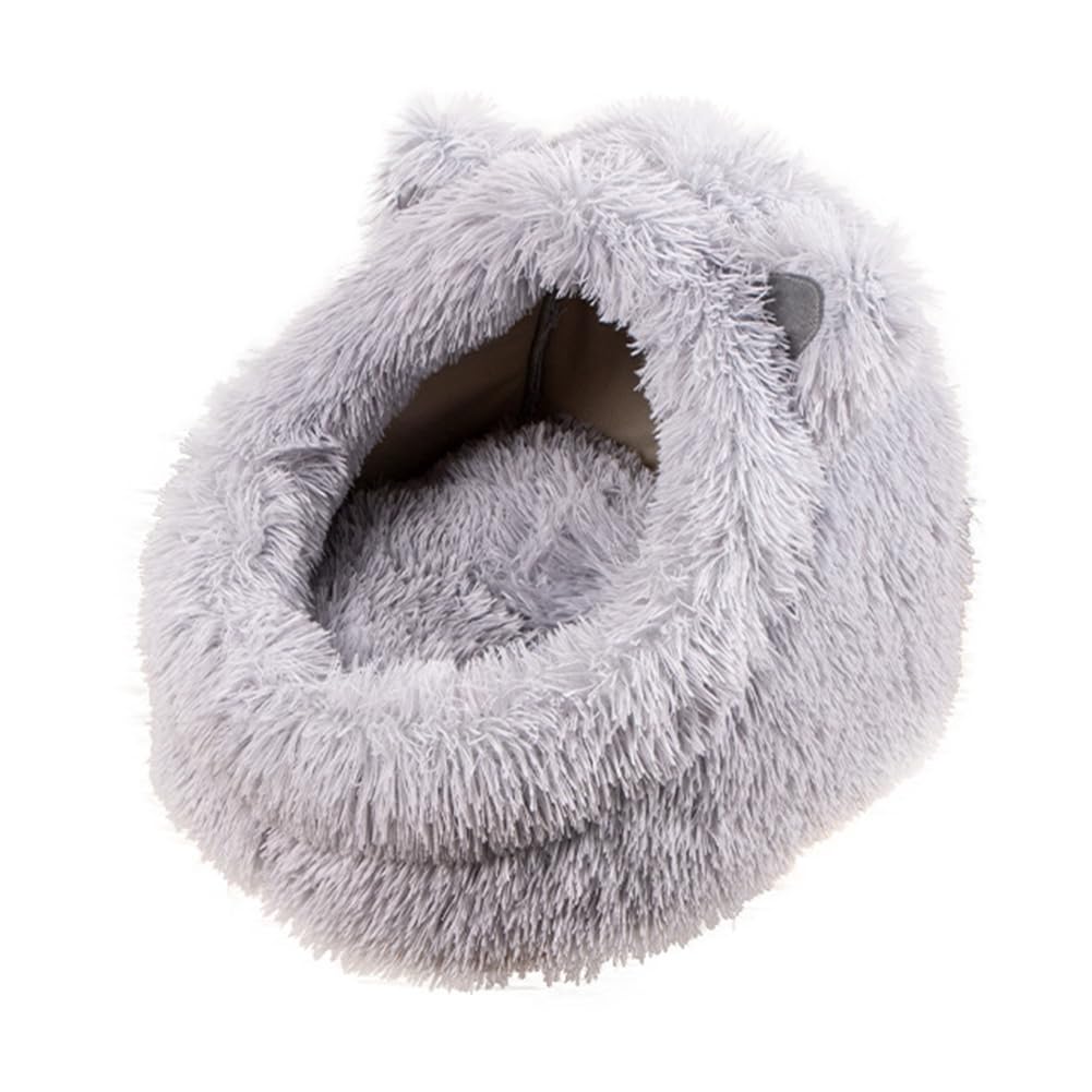 Cucciola per Gatti in Peluche, Cuccia per Gatti, Cuccia Semi-Chiusa per Cani, Cuccia per Animali Domestici Rimovibile e Lavabile L
