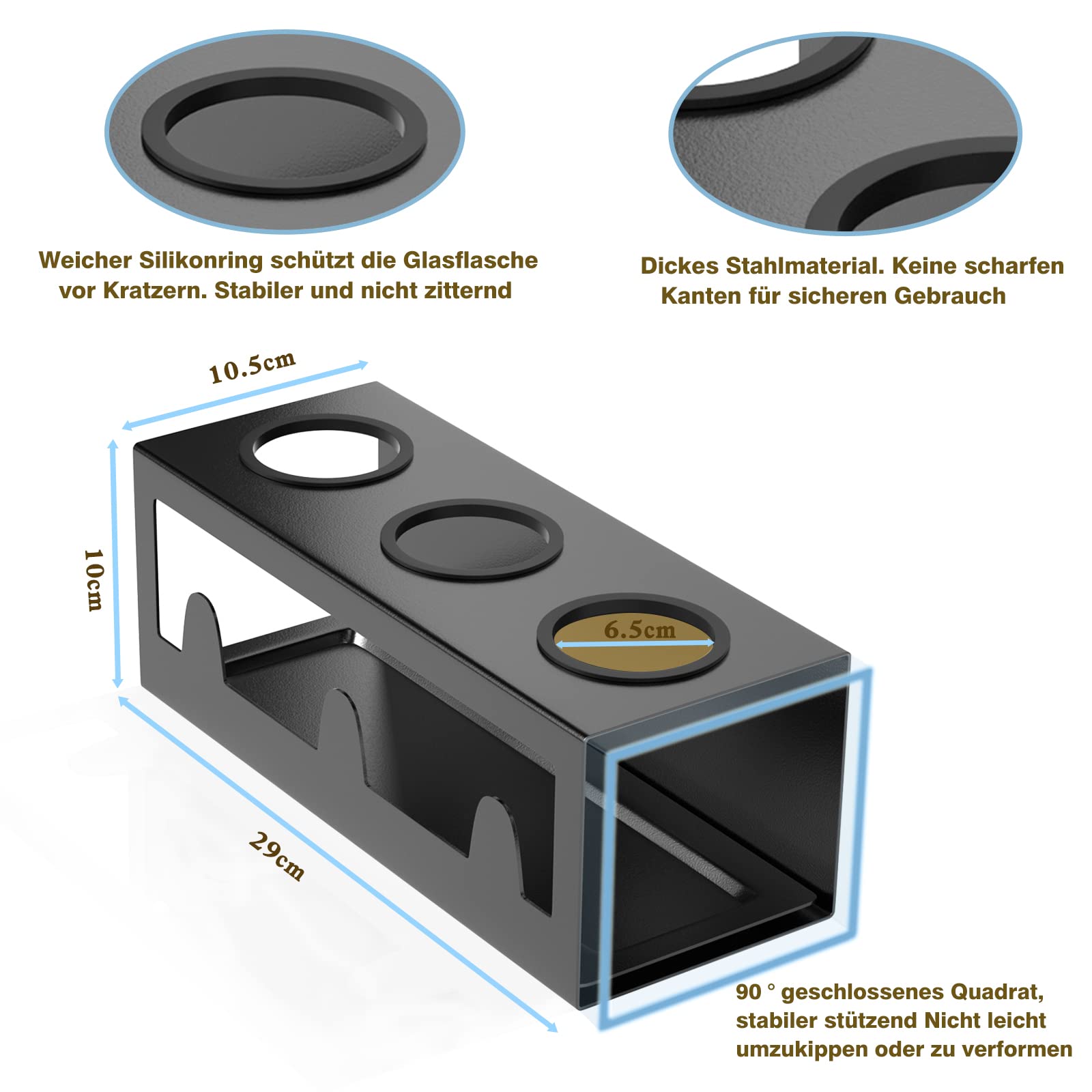 HOMMAND Bottle Holder for Sodastream Crystal And Emil Bottles Steel Bottle Holder Drainer For 3 Bottles - Image 3