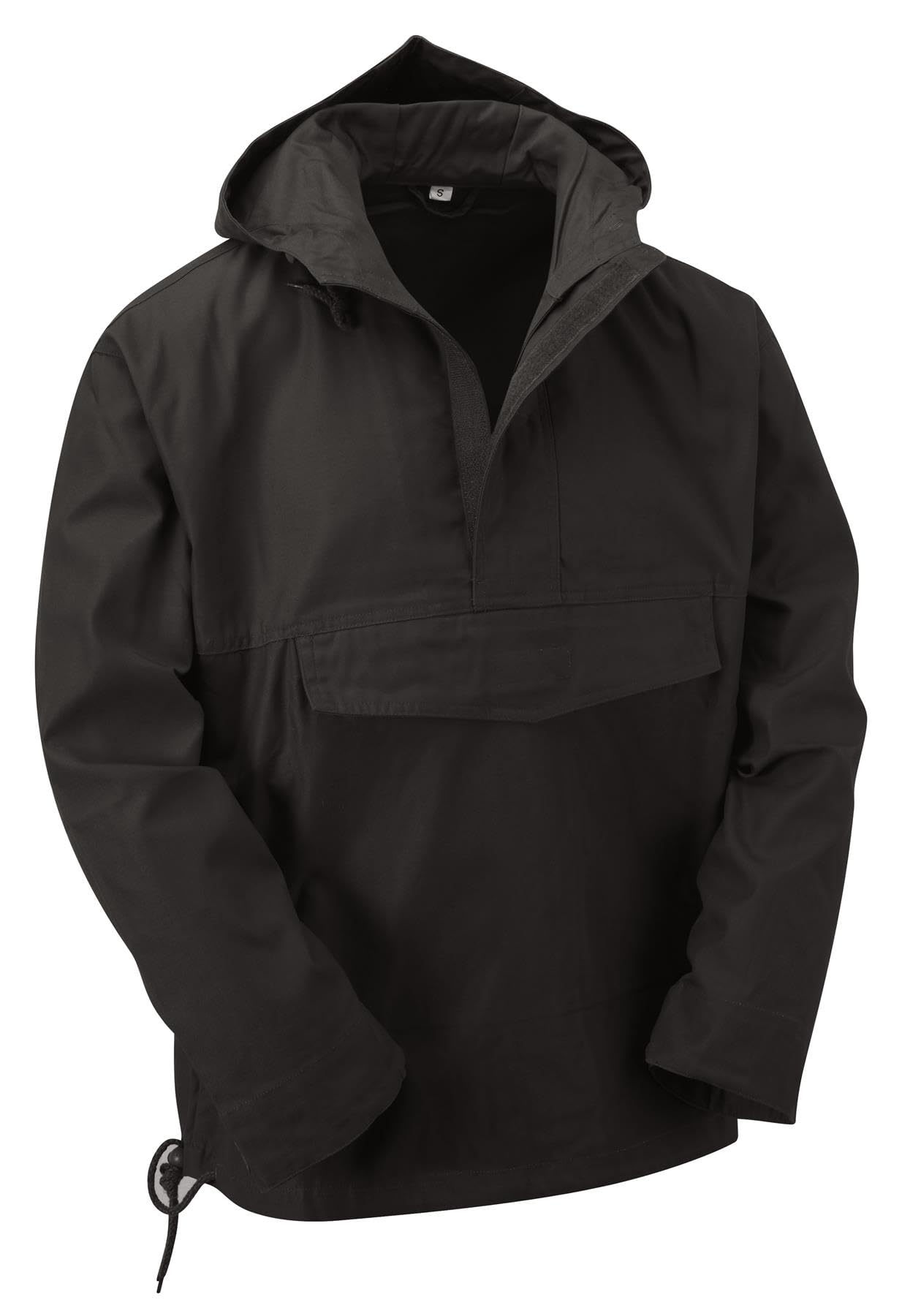 Vintika Unisex Black Army Style Anorak Smock - Hooded Combat Pullover - Xxs