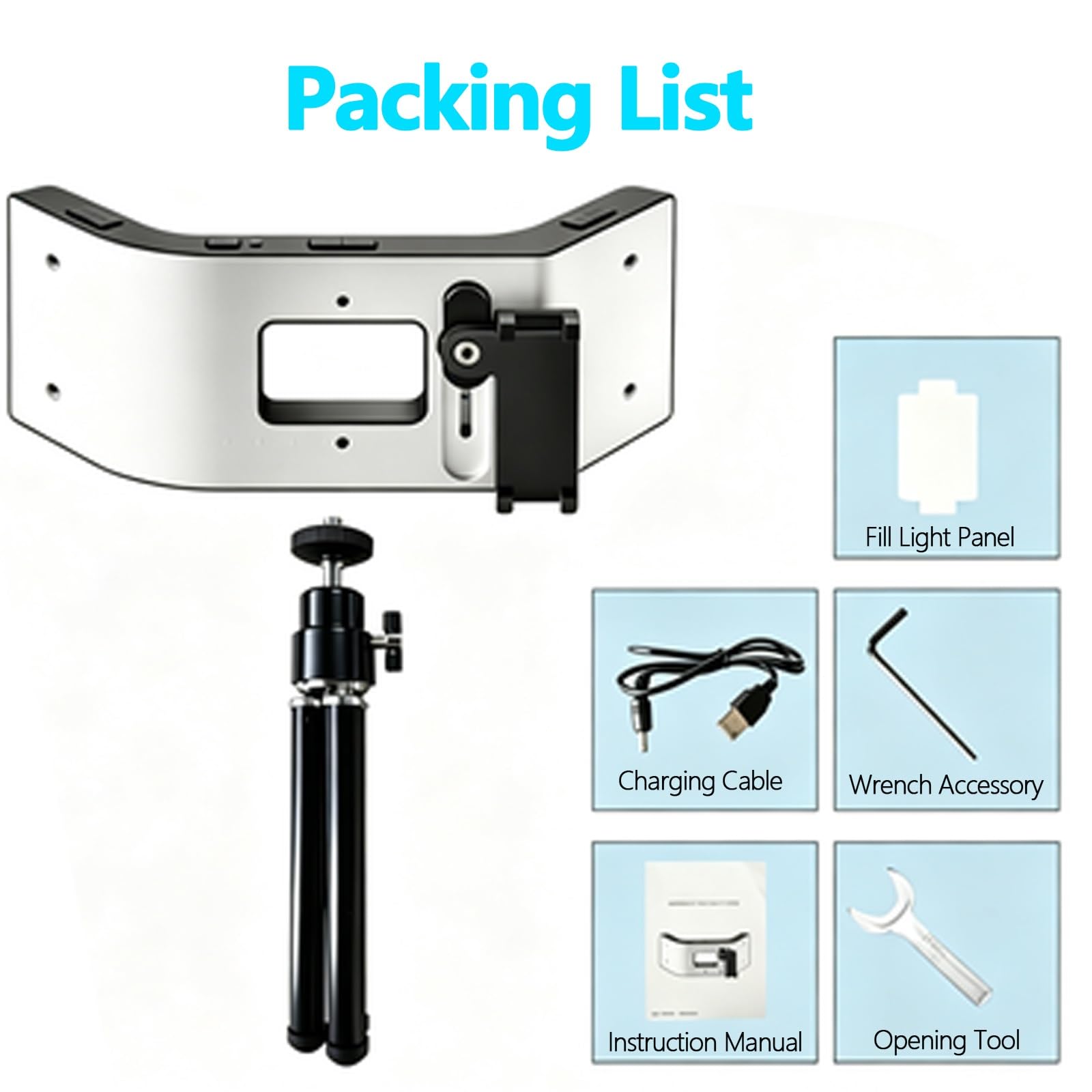 Kit de fotografía con luz de llenado Dental, Linterna for teléfono móvil, con Soporte Ajustable, iluminación Envolvente 3D, 5 Modos, Salida de 32000 Lux, for el hogar, salón, Hospital