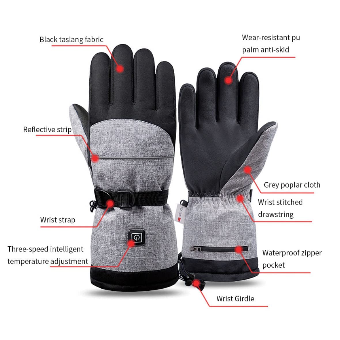 CHEWYNP Guanti riscaldati elettrici per Ciclismo all'aperto Montorcycle Campeggio Escursionismo Sci, Guanti Termici elettrici Unisex (Senza Batteria) 1 Paio
