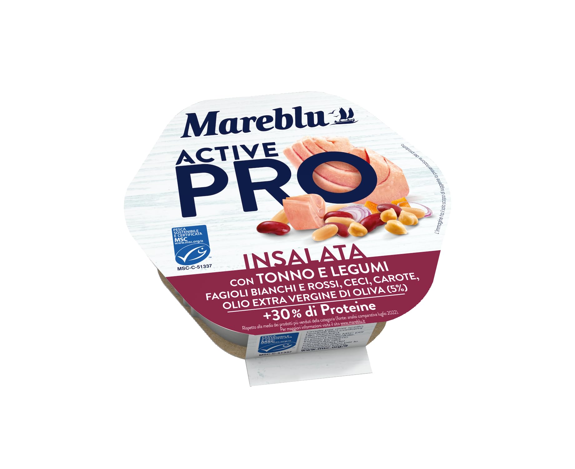 Mareblu ActivePRO Insalata di Tonno e Legumi, 30% di Proteine, Confezione da 4