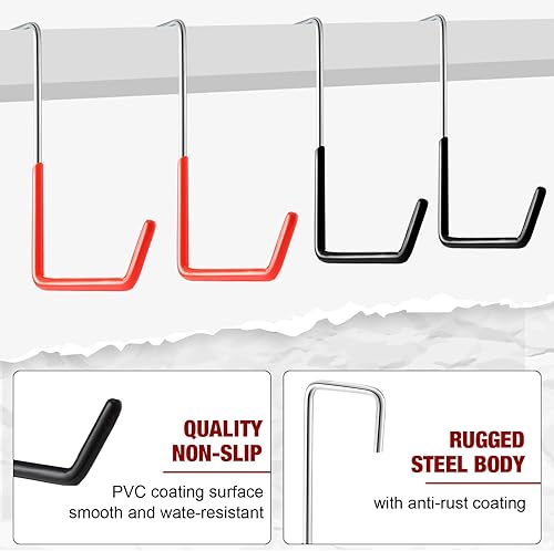 Miniatura 10 de Zonon 24 ganchos grandes en forma de S, ganchos recubiertos de vinilo resistente para garaje, bicicleta, revestimiento antideslizante, organizador