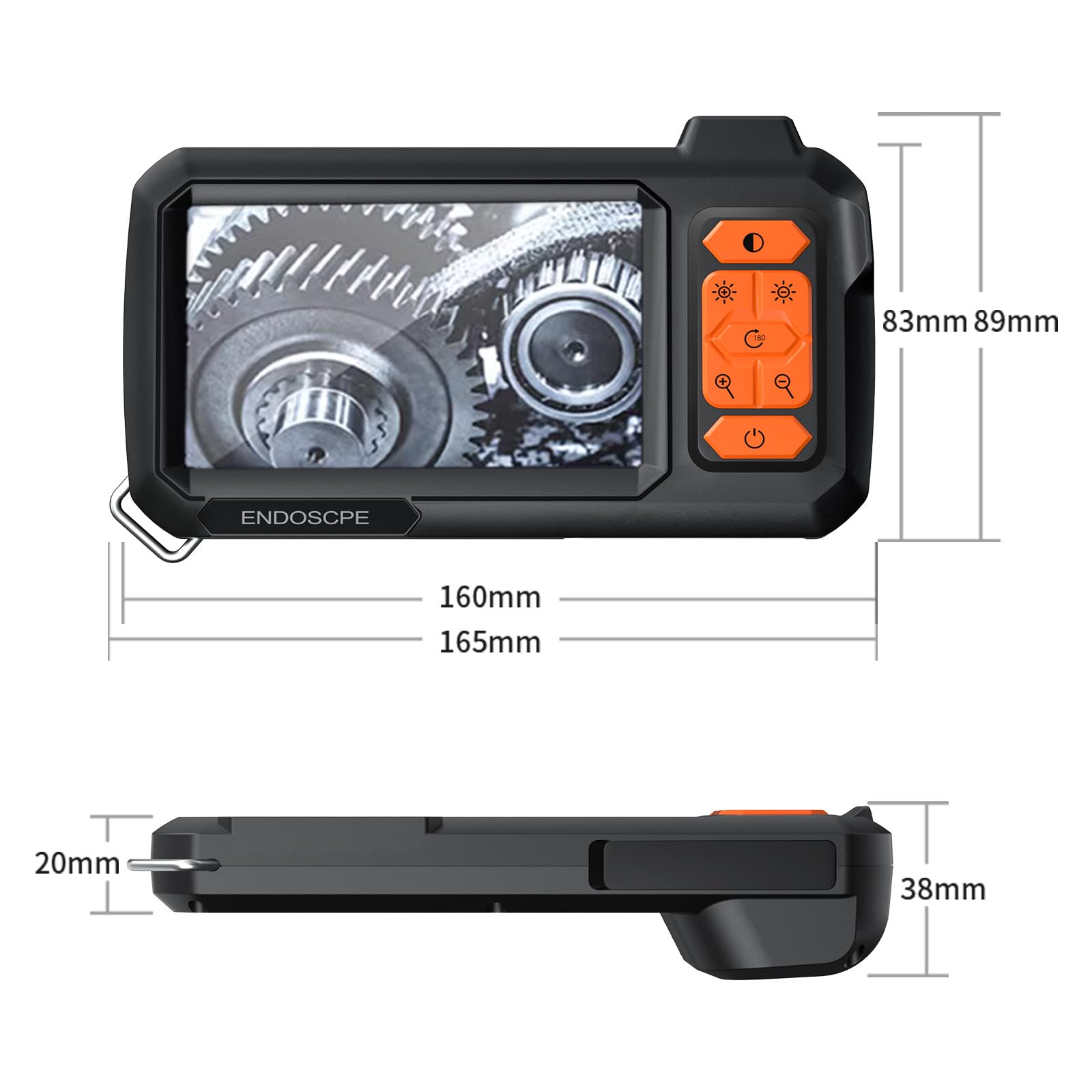 Camara Endoscopica con Pantalla y Luz, 8 mm 4,3 Pulgadas IP67 Resistente al Agua 1080P HD inspección de alcantarillado endoscopio Industrial con 8 Luces LED, Cable semirrígido de 5 m