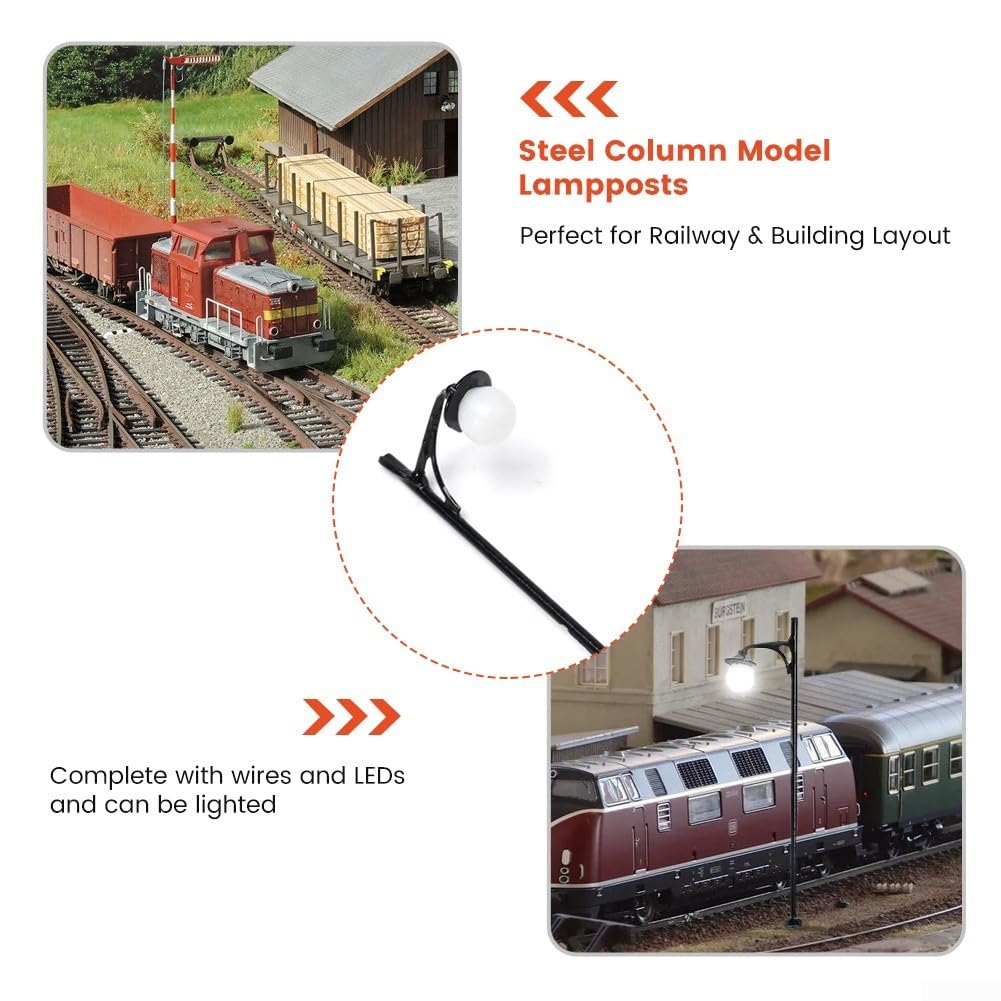 10Pcs Model Railway LED Lamps, 65Mm Gauge H0 00 N Scale Model Railway Led Lamppost Lamps Street Lgihts, Lamppost Lamps For Rail & Building Layout, Miniatures Sand Table Accessories