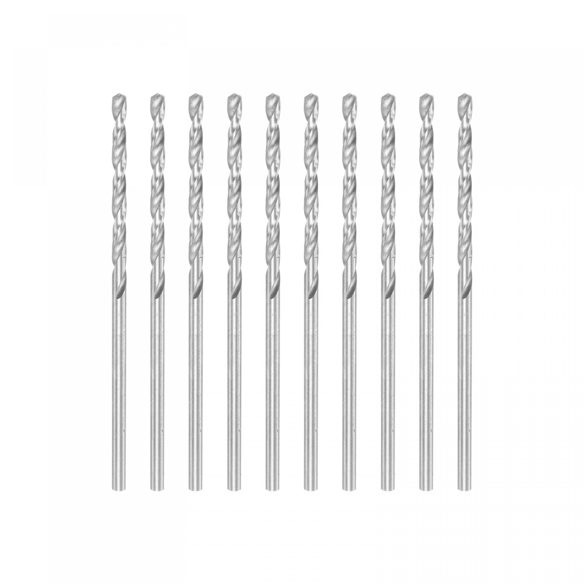 uxcell 10 Pcs 2.05mm HSS(High Speed Steel) W6542 Micro Drill Bits, Fully Ground Jobber 59mm Length Drill Bit for Mild Steel Copper Aluminum