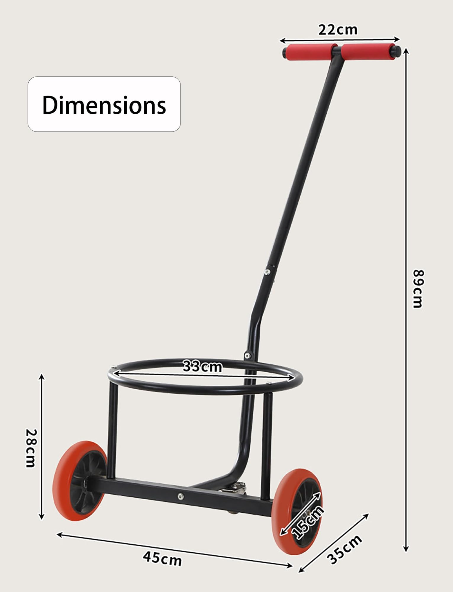 Carrito utilitario de alta resistencia con ruedas silenciosas – Transporta 220 libras de agua, basura, propano para el hogar, camping, jardín