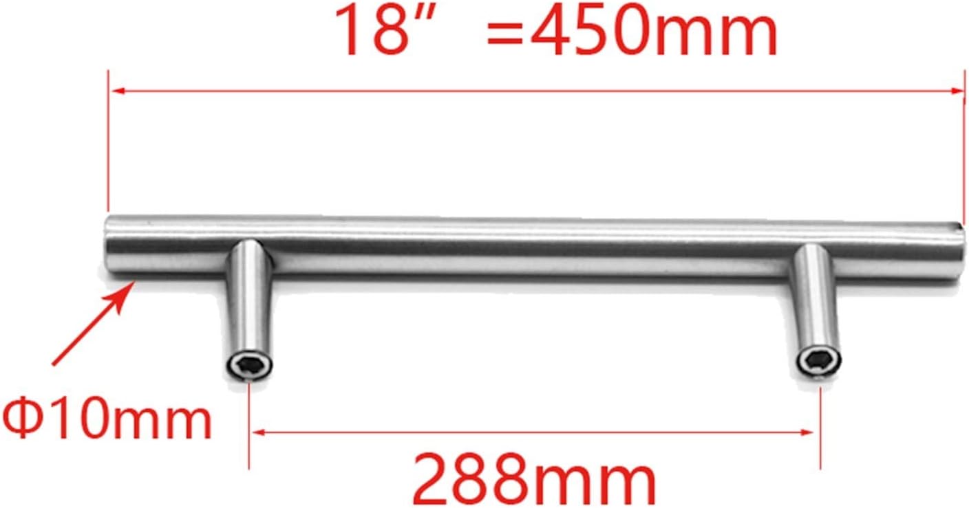 Round T-Style Stainless Steel Door Handles, Cabinet, Screen Door Handle,Front Door Handle,Barn Door Handles, Drawers, Bathroom, Hotel, Room Doors(18 inch 288mm)