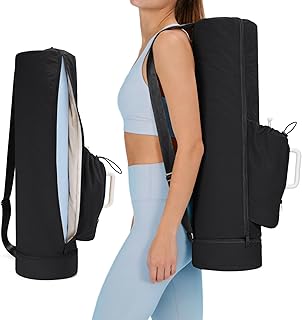 Puffy Yoga Mat Bag Yoga Gym Bags for Women Men, Full-Zip Pilates Bag with Wet Pocket & Side Zip Drawstring Pocket Fits Tumblers with Handle, Yoga Mat Storage for Carrier Quick Access