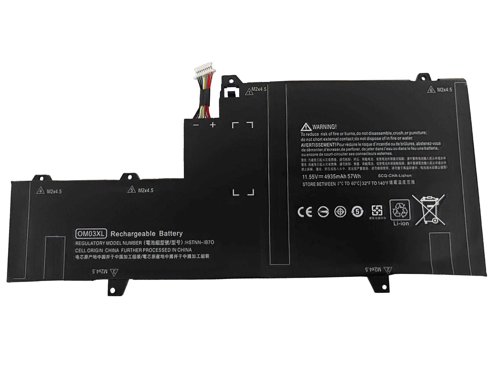 11.55V 57Wh OM03XL Batería para HP EliteBook x360 1030 G2 Serie, HP OM03XL OMO3XL OM03057XL 863167-1B1 863167-171 863280-855 HSN-I04C HSTNN-IB70 HSTNN-IB7O HSTNN-1B70