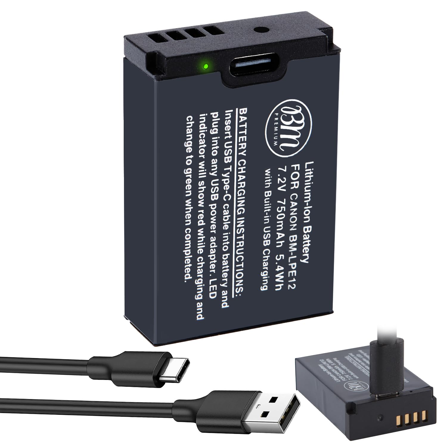 EOM M100 バッテリーあり Amazon.com: BM Premium LP-E12 Battery with Built-in USB-C Charging