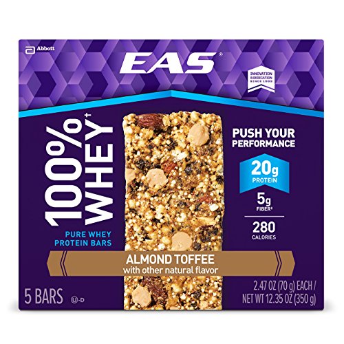 EAS 100% Whey Protein Bar, Almond Toffee, 2.47 Ounce, 5 Count EAS 100% Whey Protein Bar, Almond Toffee, 2.47 Ounce, 5 Count