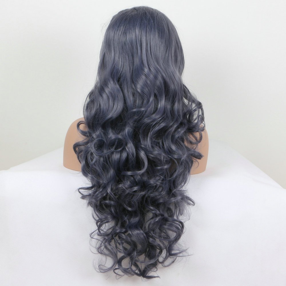YNZT-Female Long Wave Synthetic Lace Front Wigs for Daily Cosplay Party Use (TA-Gray)