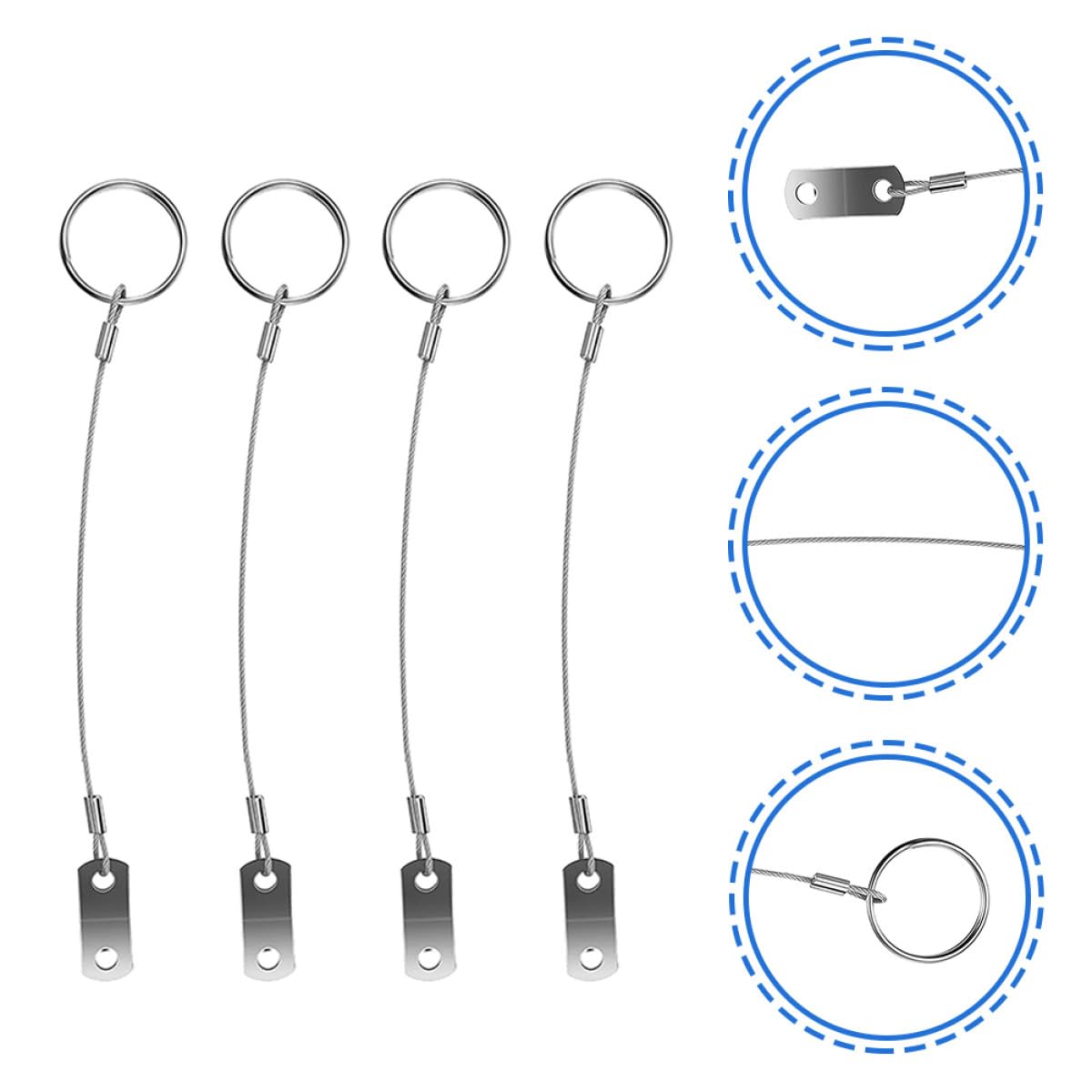 Pin de Sujeción Anticaída de Acero Inoxidable para Barco, Cable con Anilla de Liberación Rápida, 4 Piezas, Accesorios Náuticos Resistentes para Seguridad y Amarre en Navegación