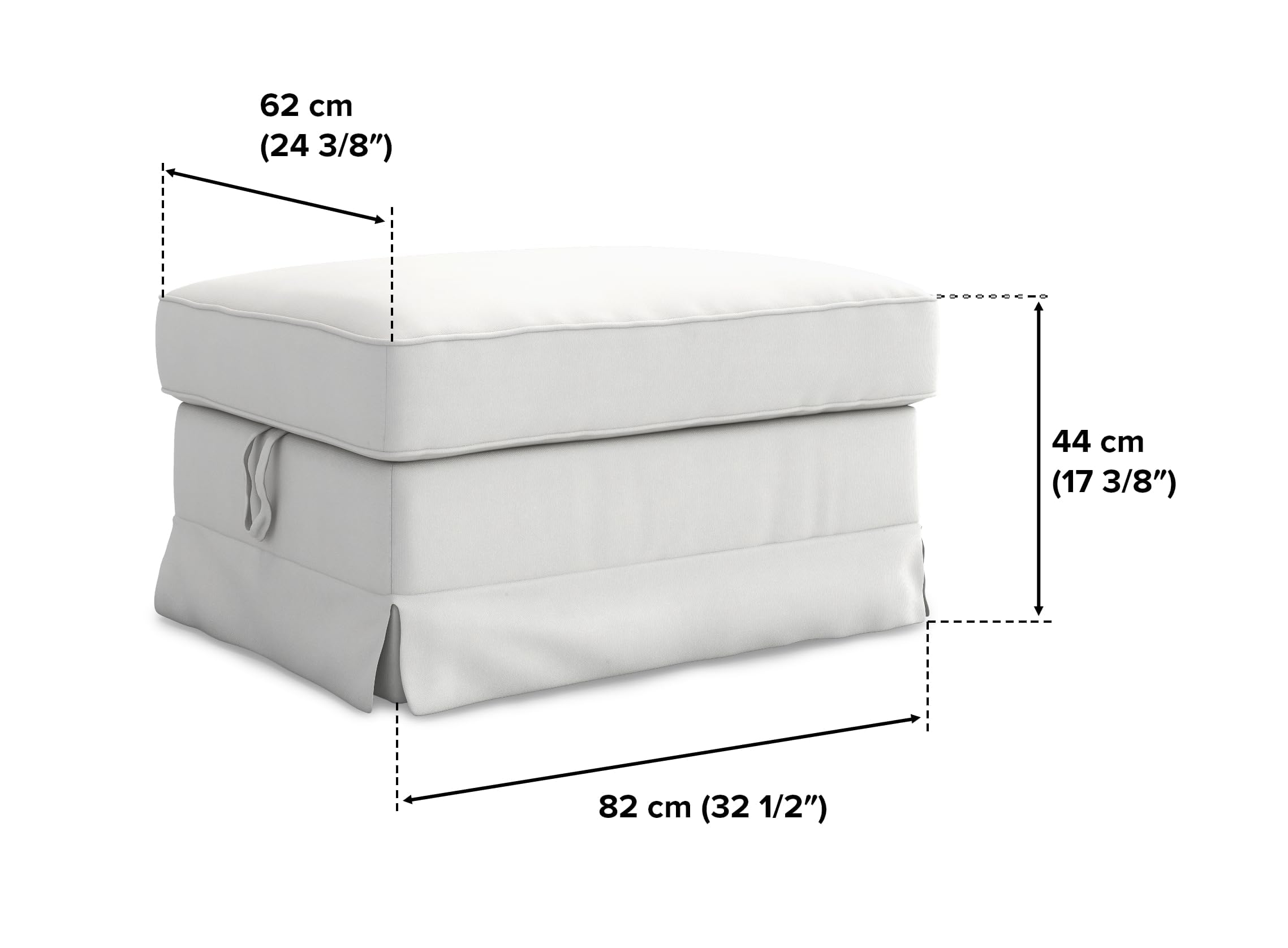 MASTERS OF COVERS Funda de Recambio Compatible Con Taburete Ektorp de IKEA - Funda Para Puf, 82 x 62 x 44 cm (Blanco)