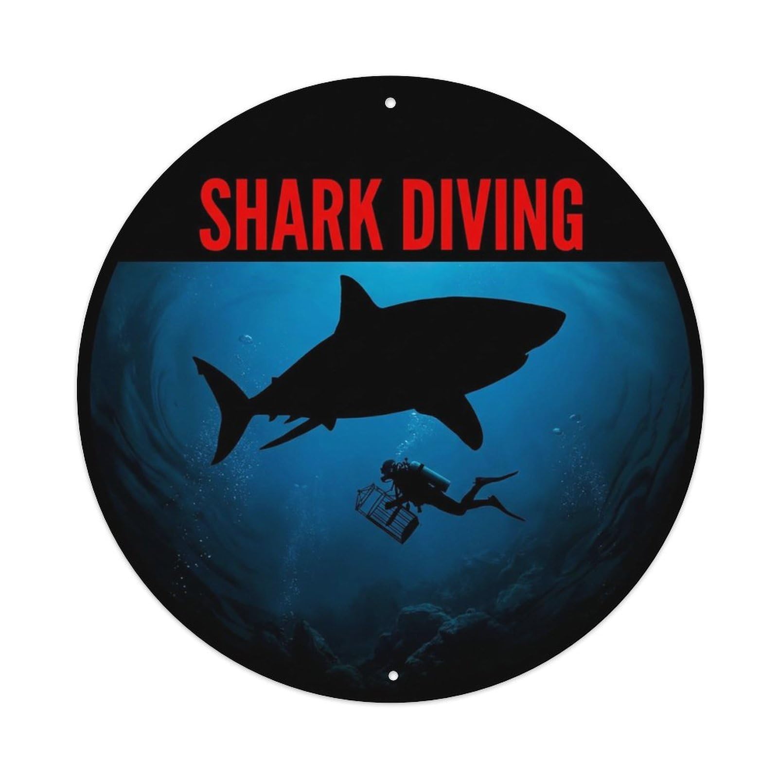 Vintage Shark Diving Extreme Sports Vintage Metal Tin Sign Plaque Wall Decor for Cafe, Club Bar, Office, Garden Metal Poster 8x8Inch