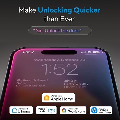 Miniatura 2 de ULTRALOQ Bolt Fingerprint WiFi Smart Lock, funciona con Apple Home, Siri, Alexa, entrada sin llave 8 en 1 con identificación de huellas dactilares,