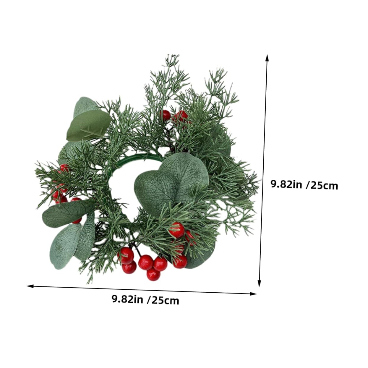 Anneome Candleholder Wreath Christmas Candle Ring Wreath Faux Berry Branch Xmas Hanging Elegant Floral Mix