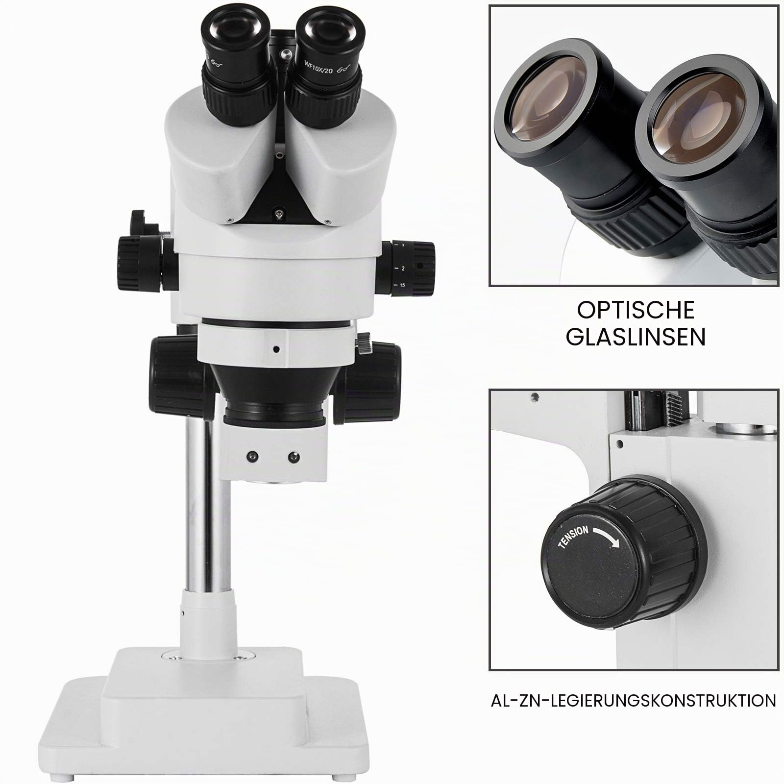 VEVOR 3,5X-90X Trinocular Zoom Stereo Microscope Al-Zn-Legierung 360 Grad Drehbar Dual Armstativ Labor