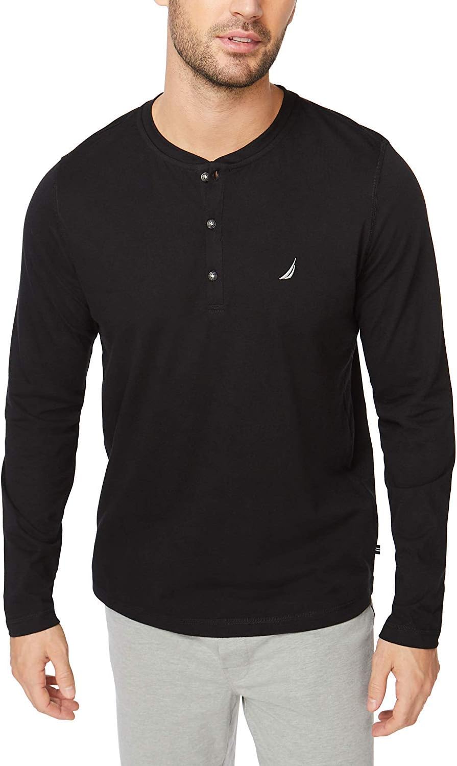 Nautica Men's Long Sleeve Henley Pajama Top