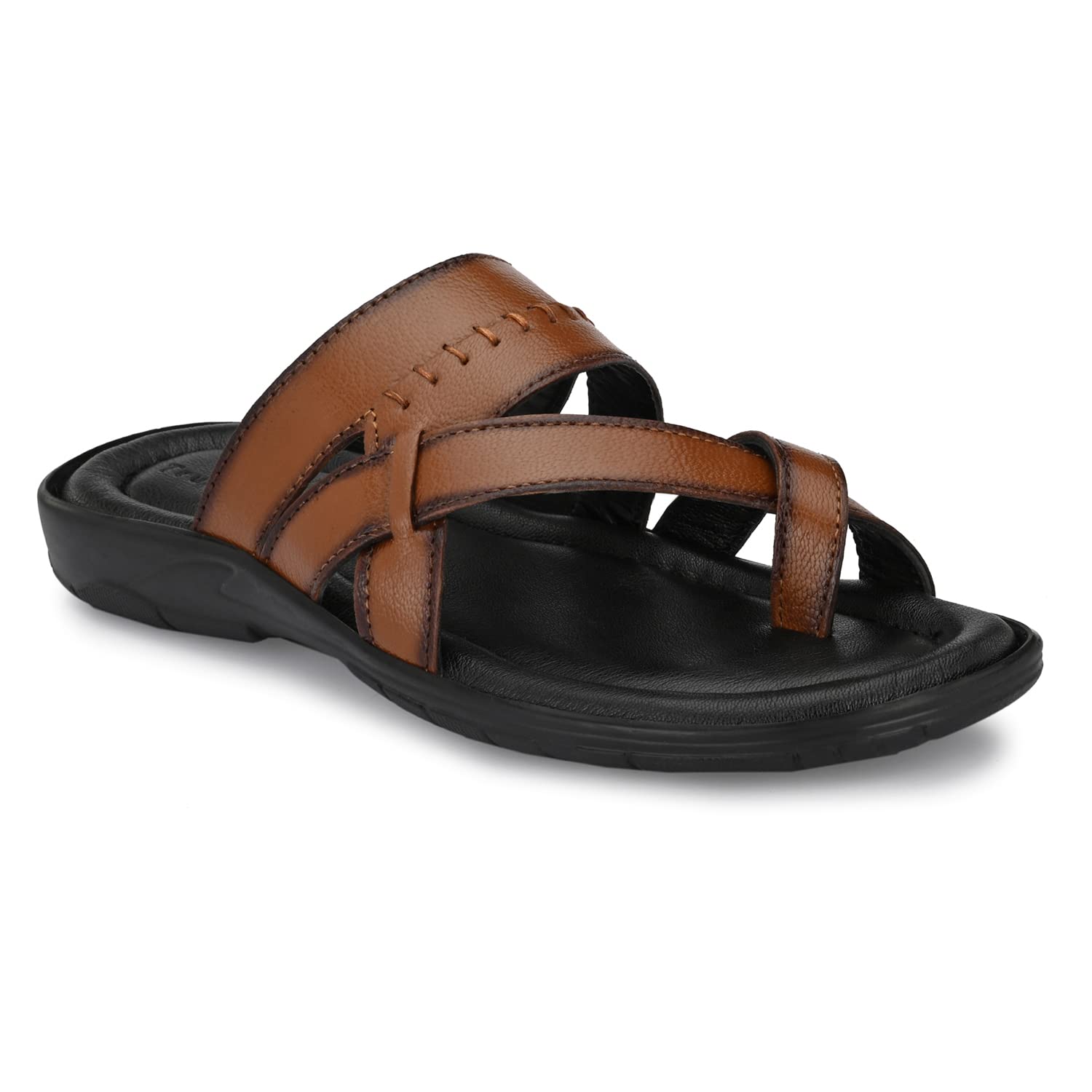 TrueYarnMen's Genuine Leather Slippers | Thong Sandals For Men | Comfortable | Cushioned Insole | Durable | Handmade | All Occasion Slippers