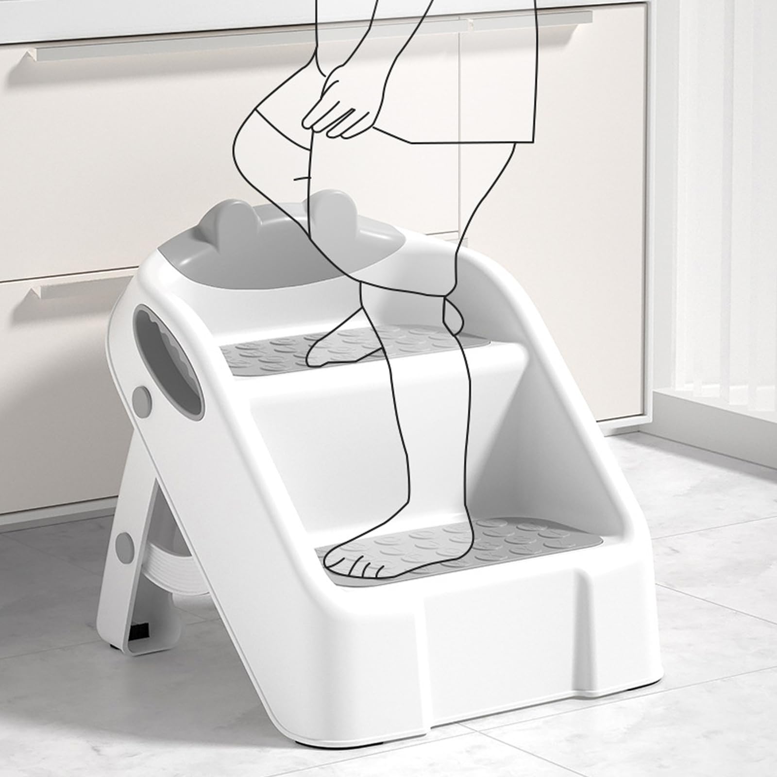 Sgabello da gradino per bambini, sgabello pieghevole a 2 gradini per bagno, allenamento da bagno