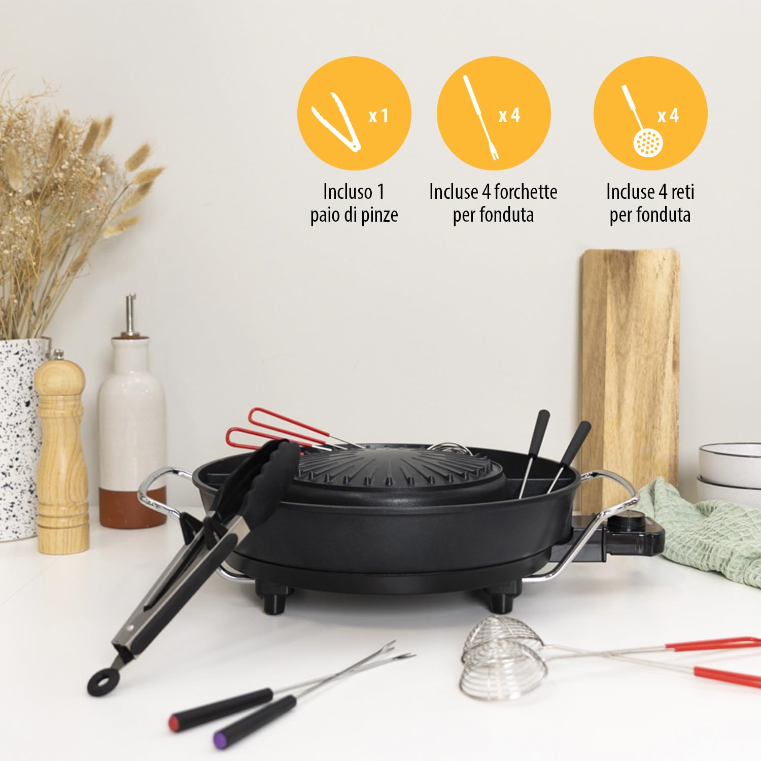 Tristar Grill coreano & Hot Pot - 36 cm di diametro - 3 litri di capacità - 4 persone - 220°C - Nero