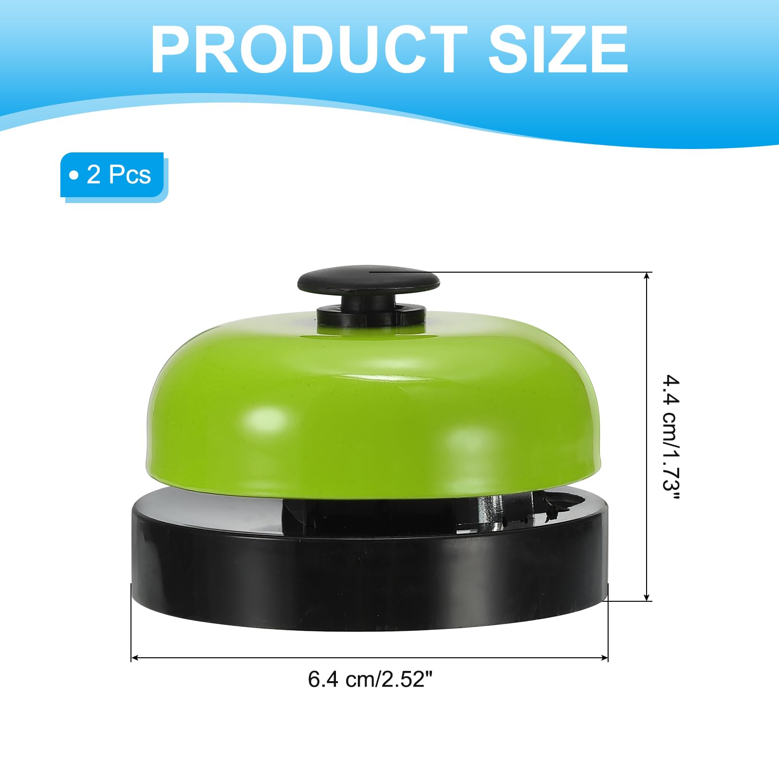 PATIKIL Desk Call Bell 2.5" Diameter,2 Pcs Dinner Desk Front Bell for Service with Metal Anti-Rust Construction for Hotel Restaurant Reception Areas Office Warehouse - Image 2