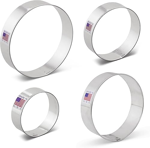 Miniatura 7 de Juego de 4 cortadores de galletas redondos circulares fabricados en los Estados Unidos por Ann Clark, 2.5", 3", 3.5", 4"