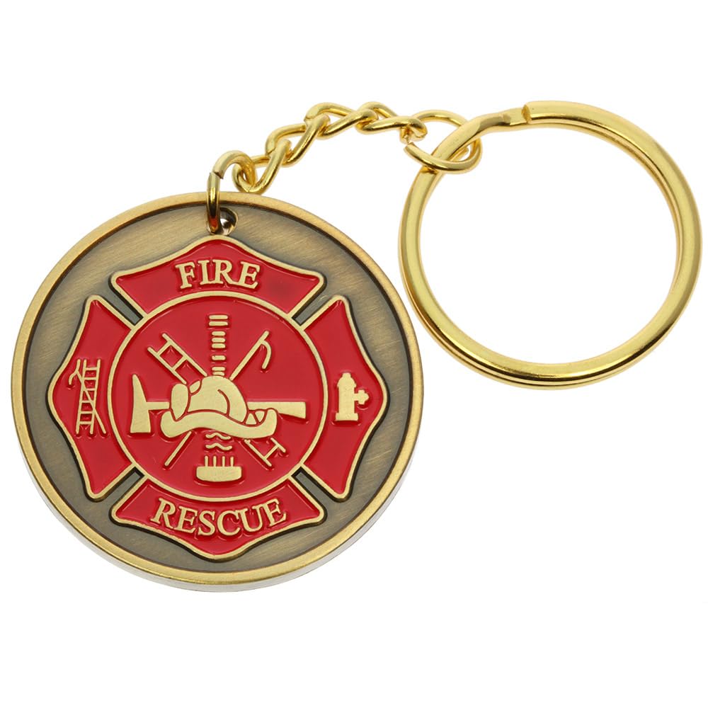 Sterling Gifts Firefighter Fireman Fire Department Prayer Key Chain Keychain Gold Cross