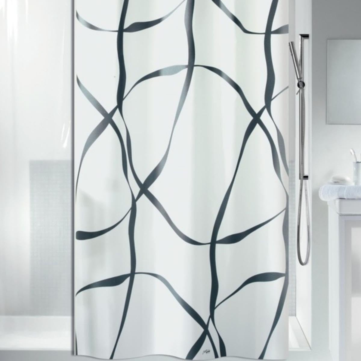 Spirella Rideau de Douche Textile Ribbon 240x180cm Noir Pearl