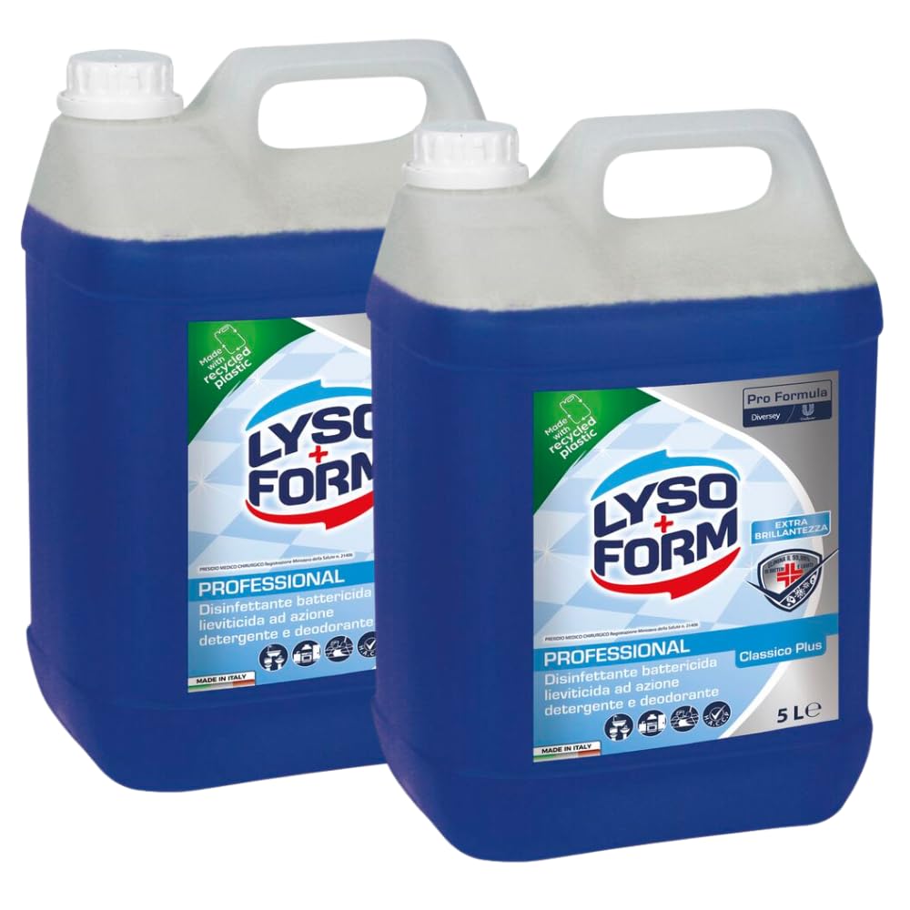 Lysoform Pro Formula Classico Plus 2 x 5L - Disinfettante ad azione detergente e deodorante, Pulizia per tutte le Superfici e Pavimenti