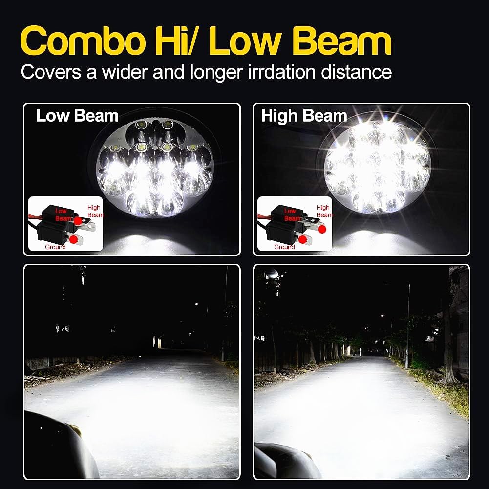 Ourbest H5006 Crystal Round LED Lights, 5.75" High/Low Beam Waterproof (4)