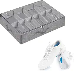 Organizador para debaixo da cama | Organizador de sapatos dobrável embaixo da cama com divisórias e alças reforçadas | Bolsa de armazenamento de sapatos de grande capacidade, serve para 12 pares de sapatos Dobooo