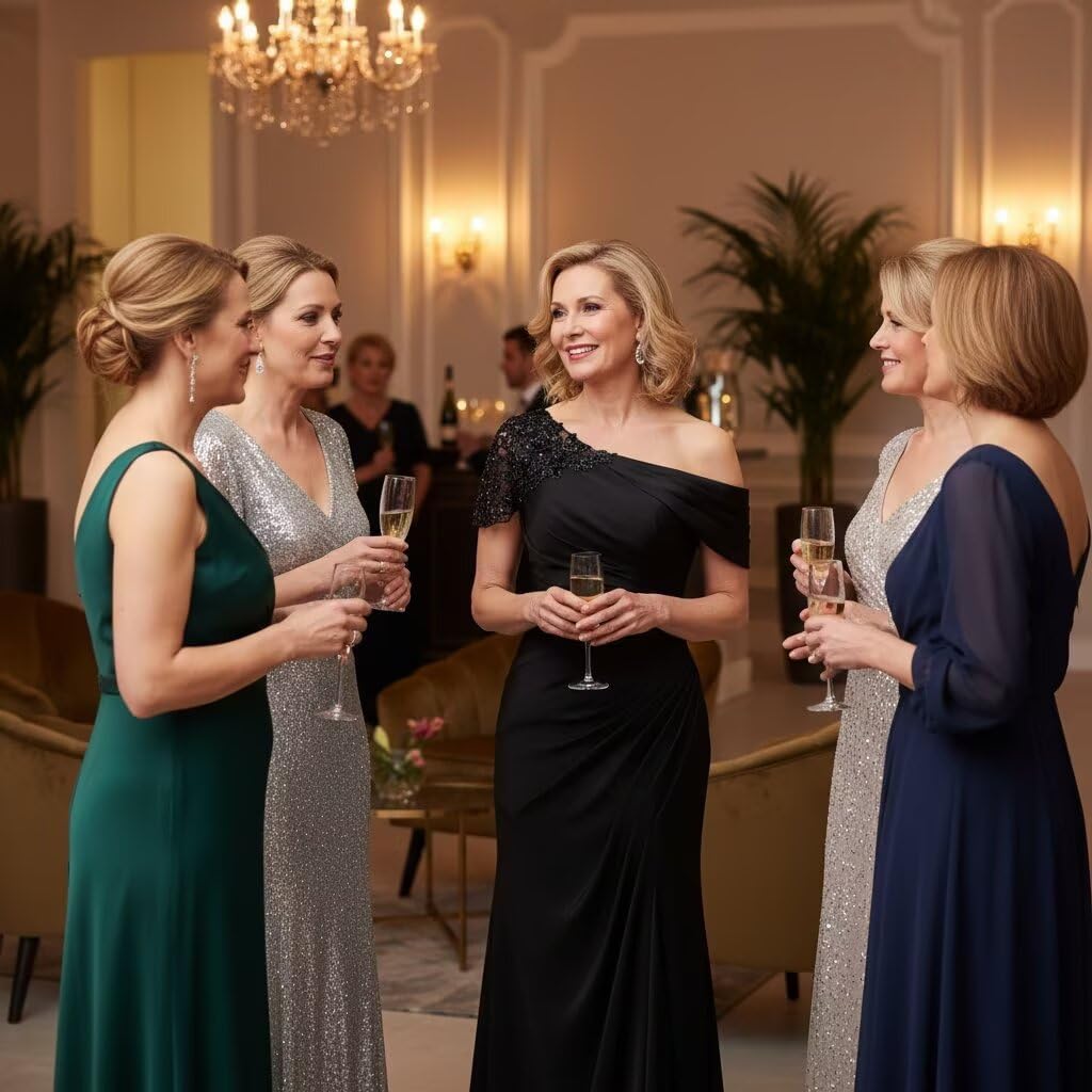 One Shoulder Mother of The Bride Dresses Mermaid Chiffon Lace Applique Long Pleated Formal Evening Dress WT017