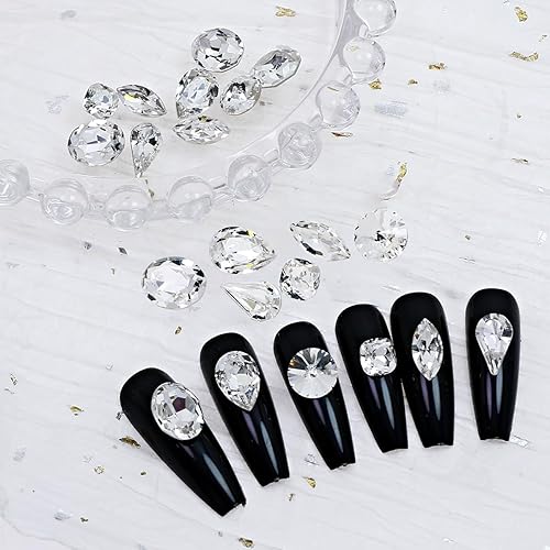 Miniatura 8 de DONGZHOU 72 piezas de diamantes de imitación de cristal con forma de mezcla de diamantes de imitación, piedra de fantasía para coser en diamantes de