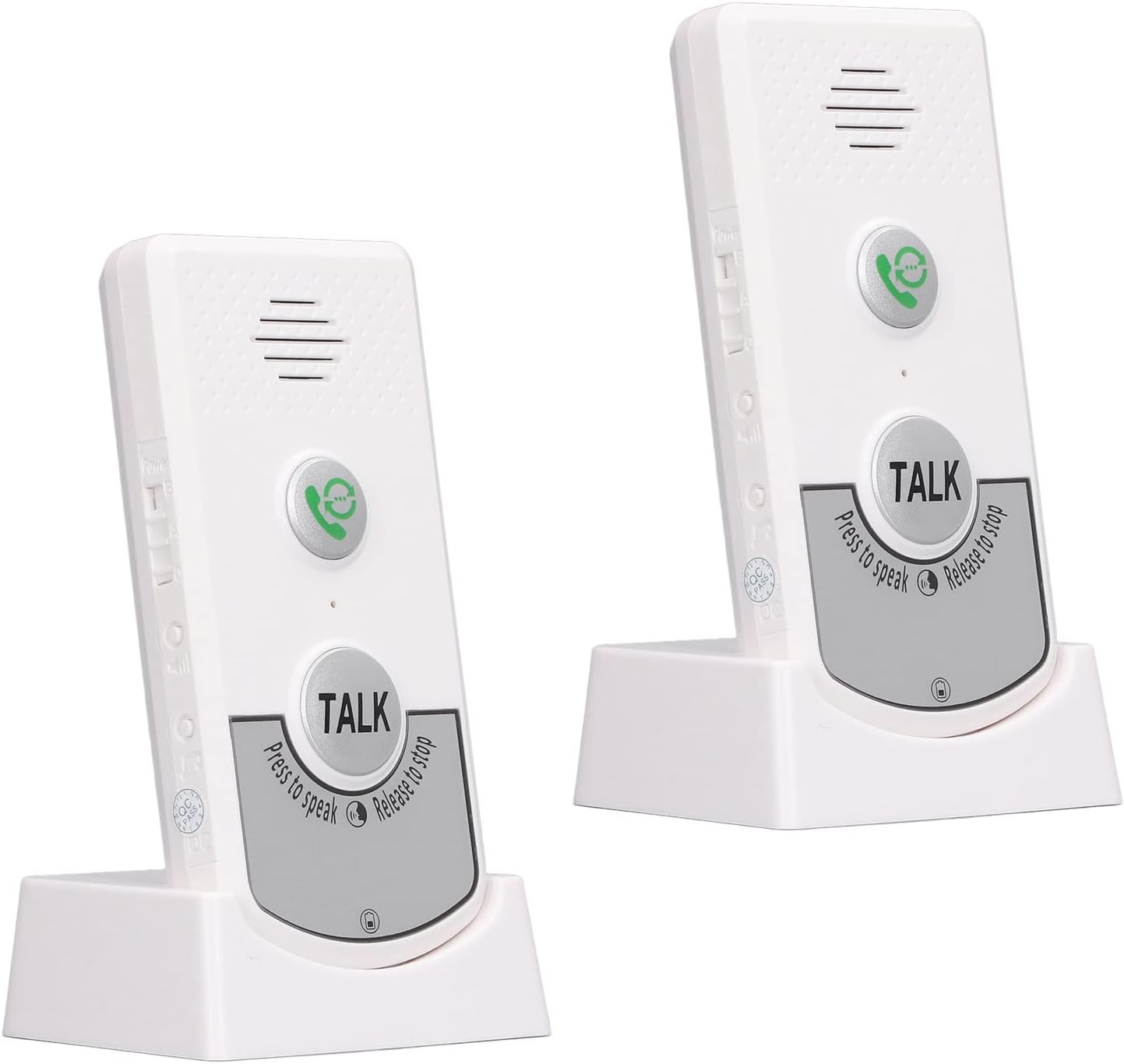 Walfront 2 Way Intercom Wireless Voice Doorbell System Adjustable Volume Portable Intercomunicador Doorbell System Wireless Door Suitable for Home Security Hospital Classroom (White)