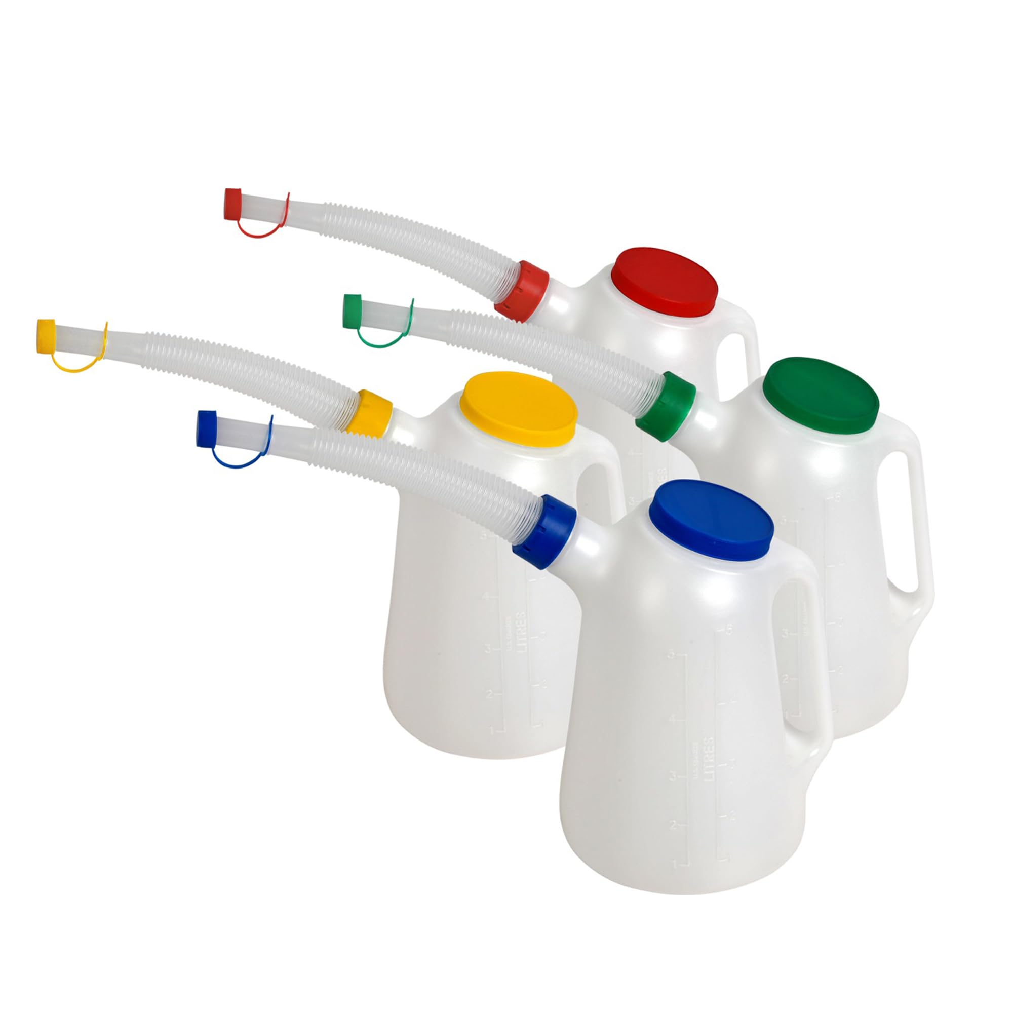 Large Fluid & Oil Measuring Plastic Jug Set 5 Litre With Flexi Spout