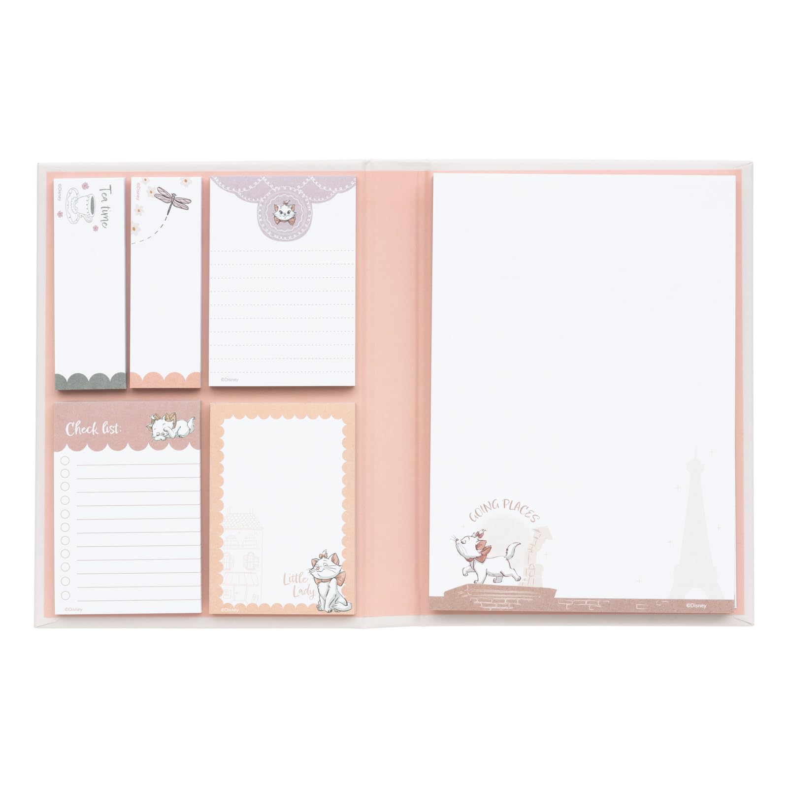 Grupo Erik Set of Disney Minou Aristocats Notepad and Sticky Notes in 2 Different Sizes 11 x 15.5 cm | Memo Pads Stationery: Bonjour Marie