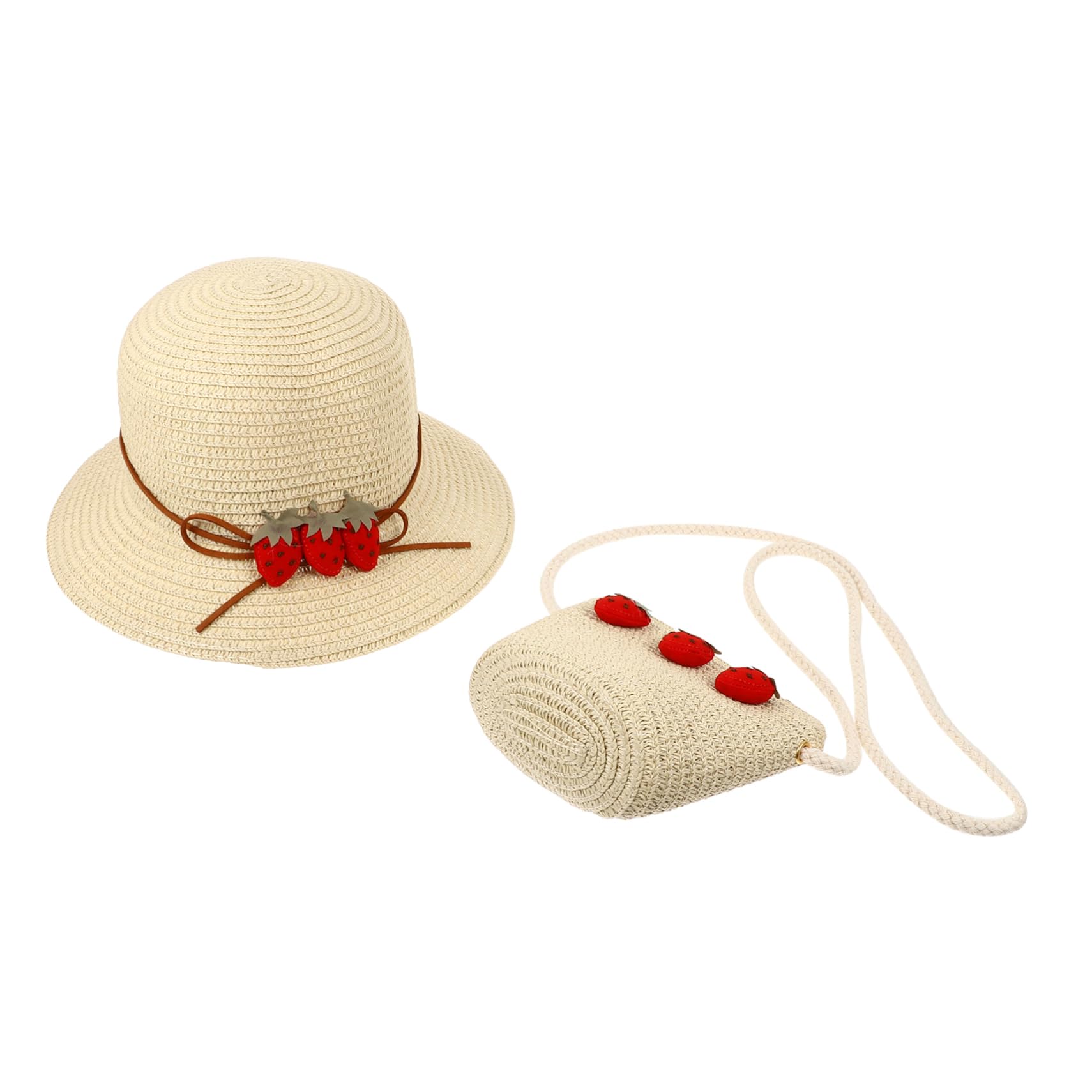 Sombrero de para Niñas con Bolsa de Verano Beige Protección Solar y Transpirable para Playa y Actividades al Aire