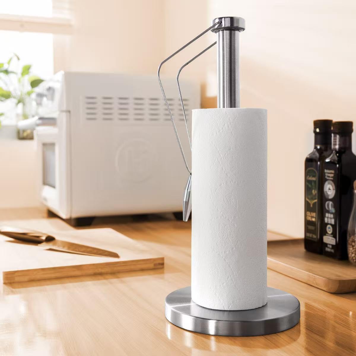 Portarotolo verticale in acciaio inox – Dispenser per rotolo di carta da appoggio, per cucina, bagno e soggiorno