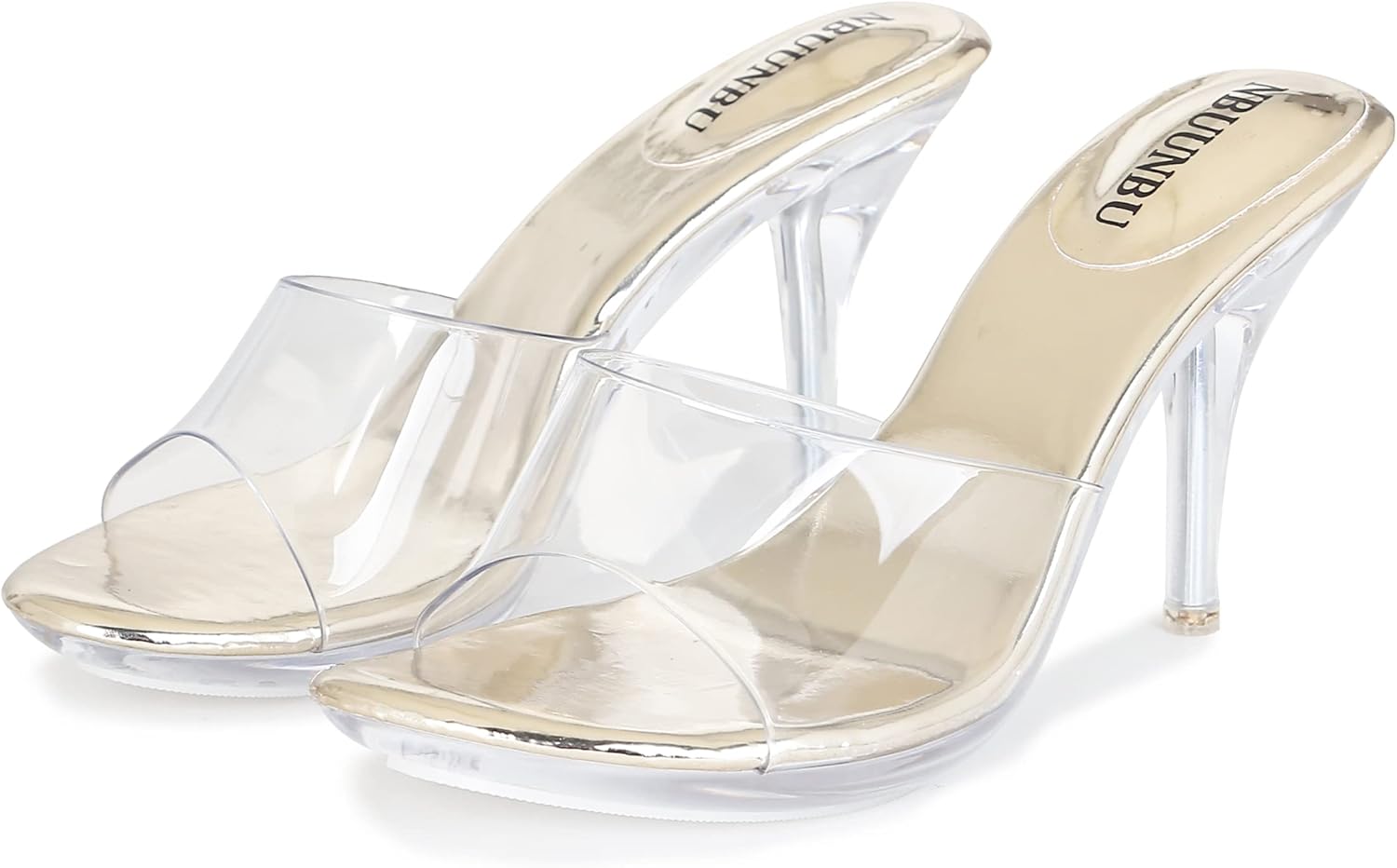 NBUUNBU Silver Clear Heels For Women Dress Shoes Transparent Strap Sexy Stilletos Heels Open Toe High Silver Heeled Sandals Pump Mules - Image 9