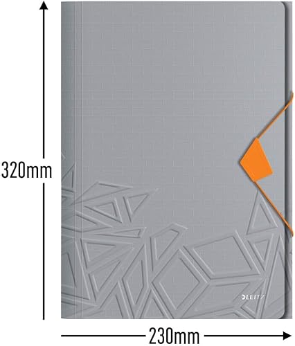 Miniatura 2 de Leitz Carpeta de 3 solapas, capacidad para hasta 150 hojas A4, cierre elástico, plástico flexible, gris, rango Urban Chic, 46490088