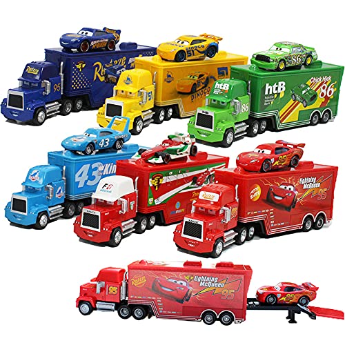 Movie Cars Toys Red Lightning Mcqueen Mack Hauler Truck & Racer Speed Racers Metal Toy Car 1:55 Loose Kid Toys (1) #TOP1