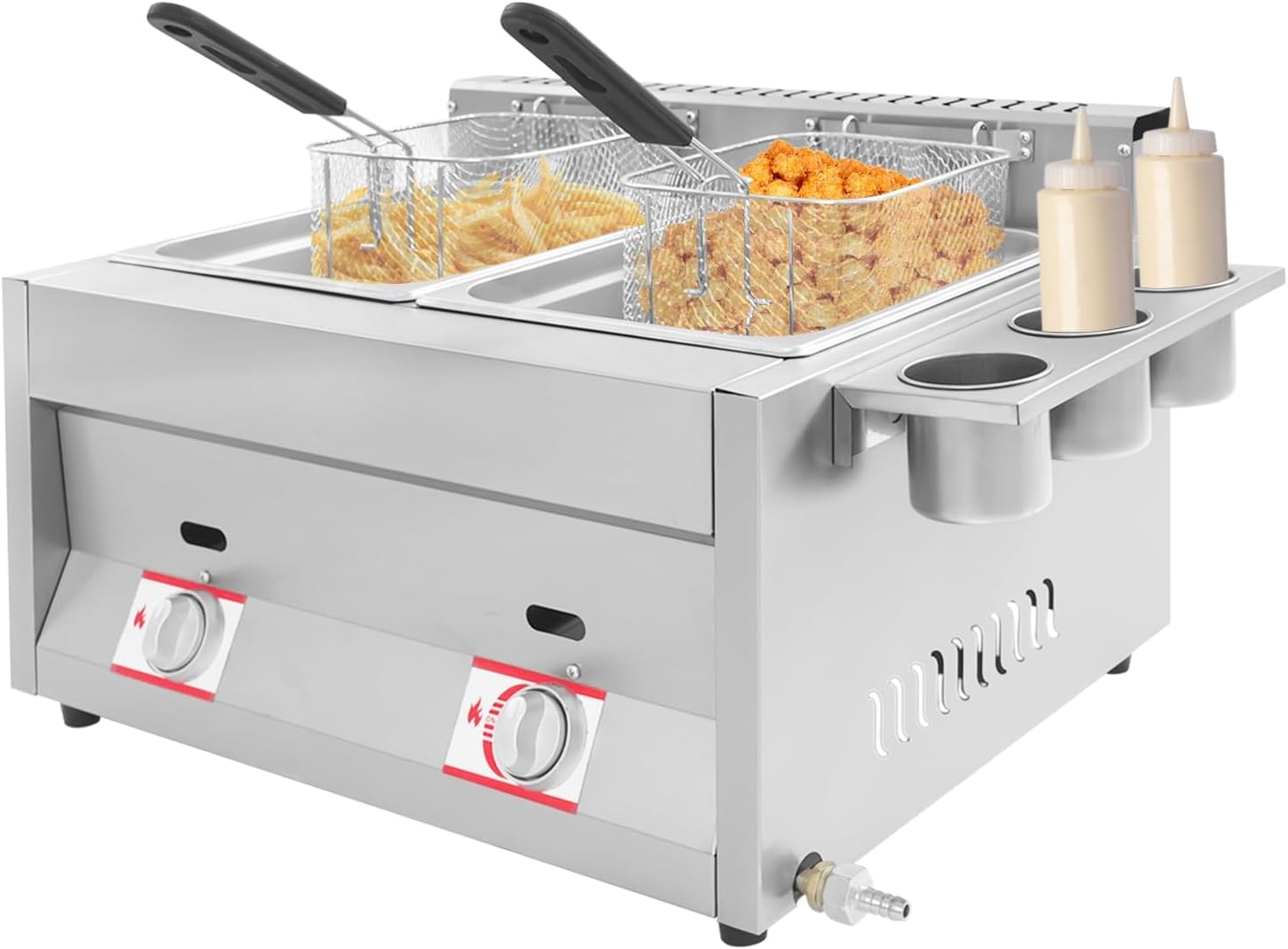 Freidora de Gas Profesional 12L, Doble Tanque de Acero Inoxidable, Control de Temperatura Independiente para Restaurante, Food Truck y Catering | Cocina Comercial de Gran Capacidad