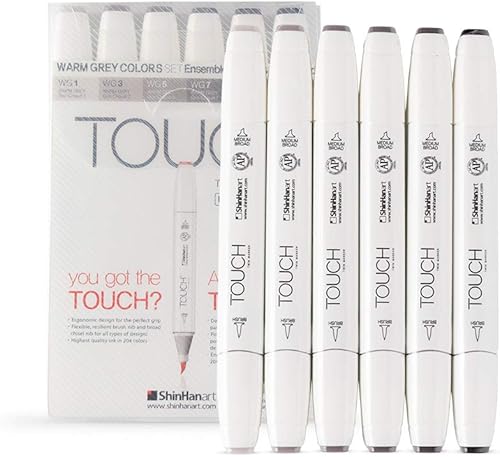 Shinhan Rotulador Touch Twin Brush 6 Gris Cálido