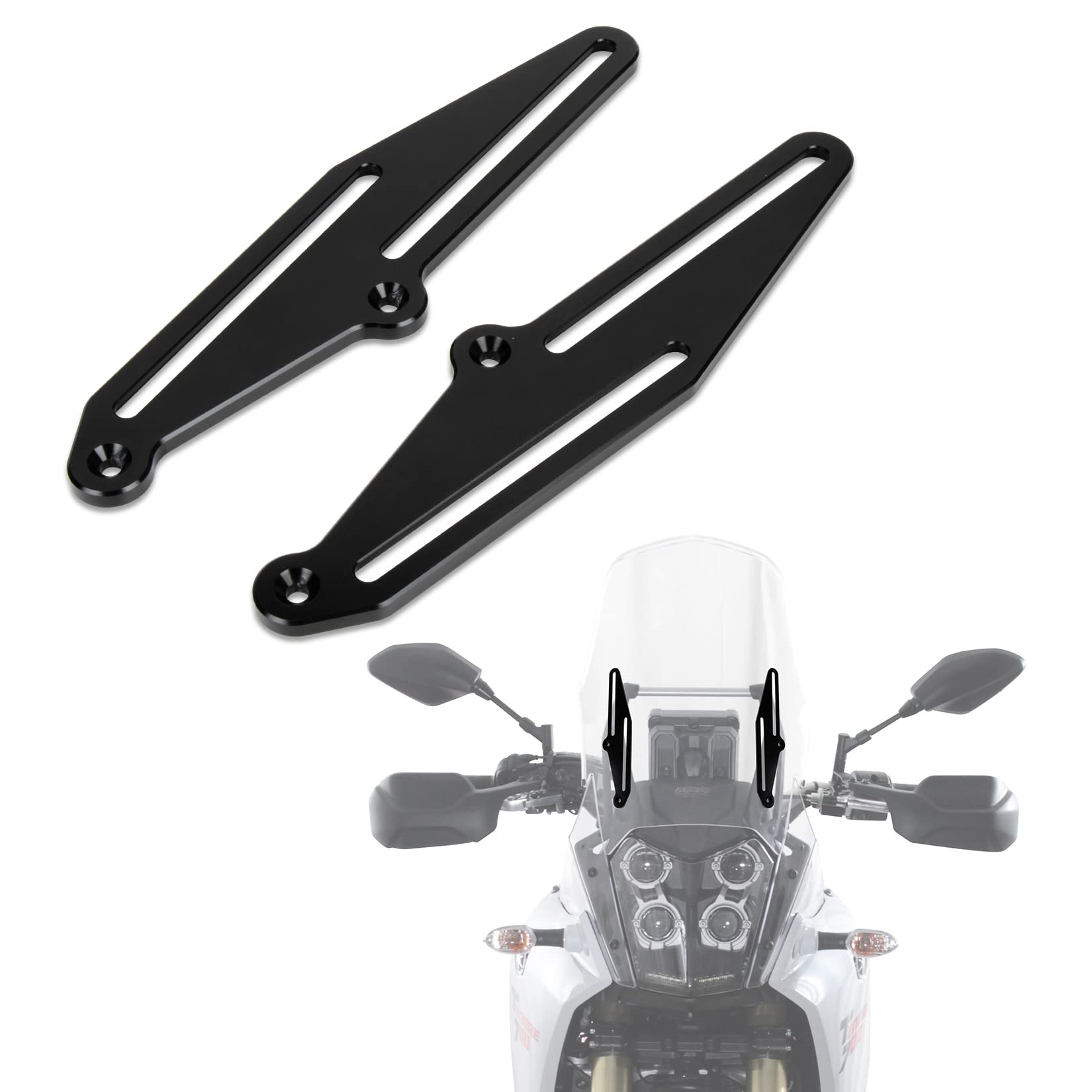 PSLER Regolatore Della Staffa del Parabrezza per TENERE 700 XTZ 700 2019 2020 2021 2022 2023, Kit di Montaggio per la Regolazione Dell'altezza del Parabrezza da 4 Pollici 100 mm Accessori Moto