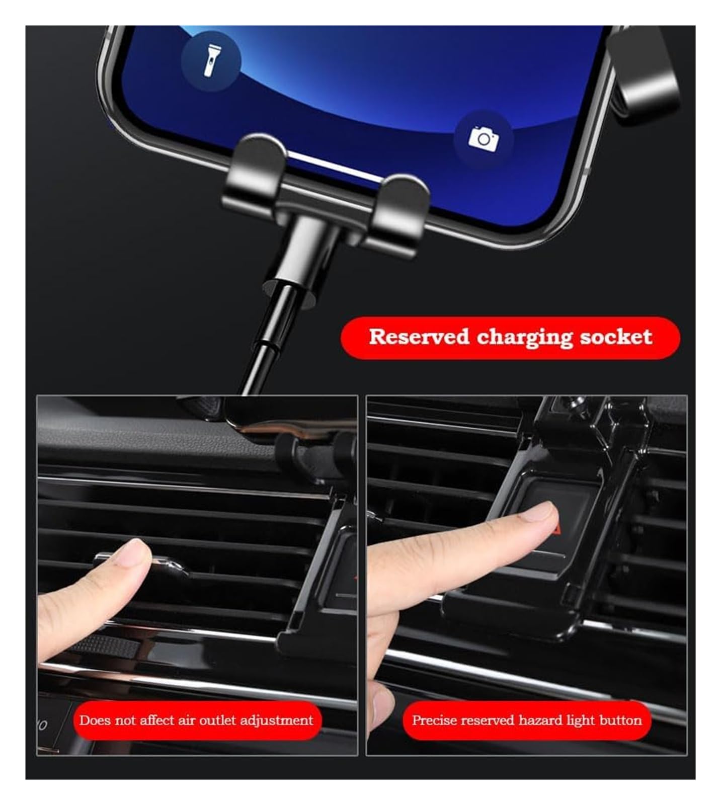 Supporto for telefono for auto Supporto mobile stabile con rotazione a 360 gradi | For skoda Fabia 2015-2023, for presa d'aria, for cruscotto(A Black)