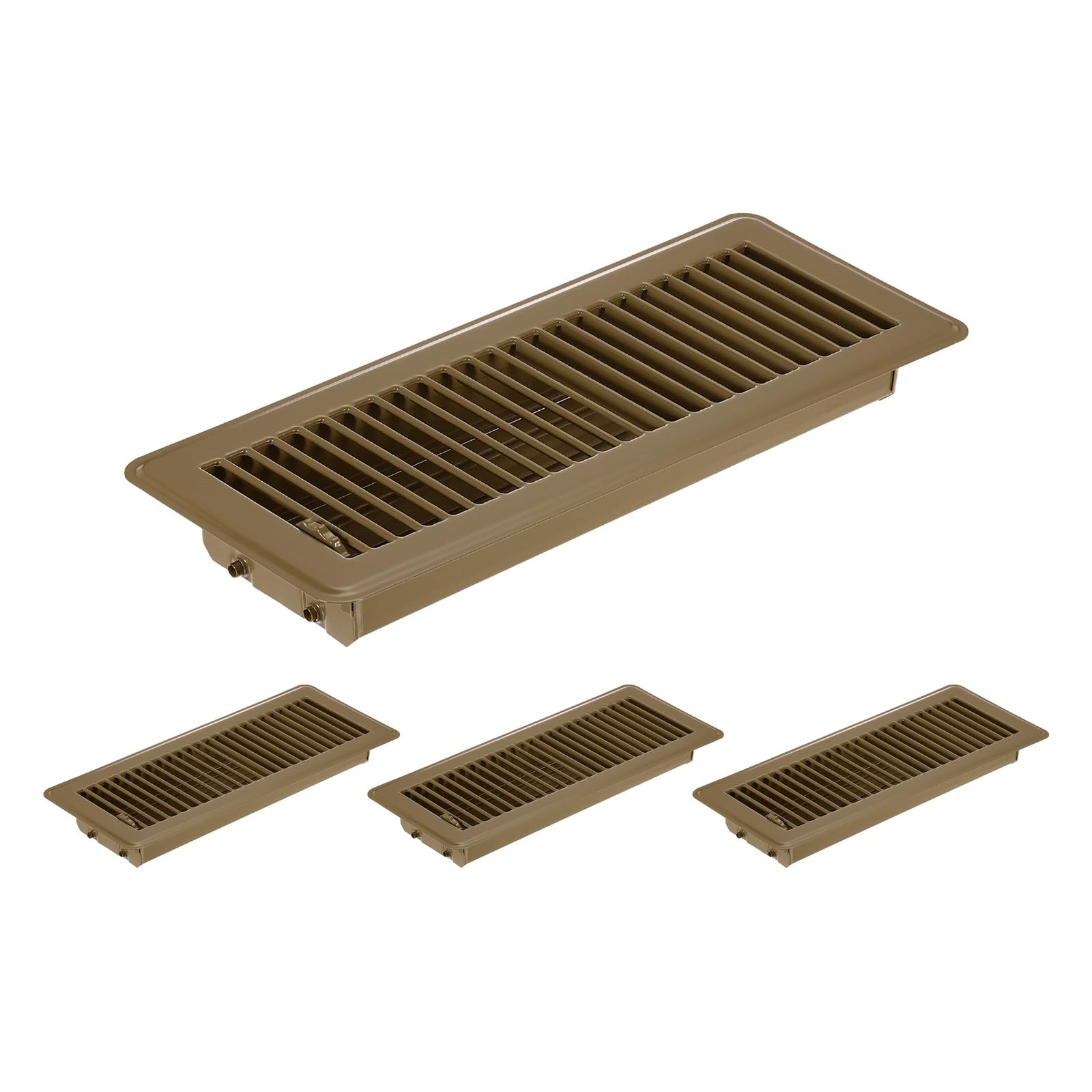 PATIKIL 4x12 Inch Floor Vent Covers, 4 Pcs Floor Registers Heavy Duty Metal Walkable Air Vent Covers Easy Adjustable Air Supply Lever for Home Office Wall Ceiling Grilles, Brown — image 1